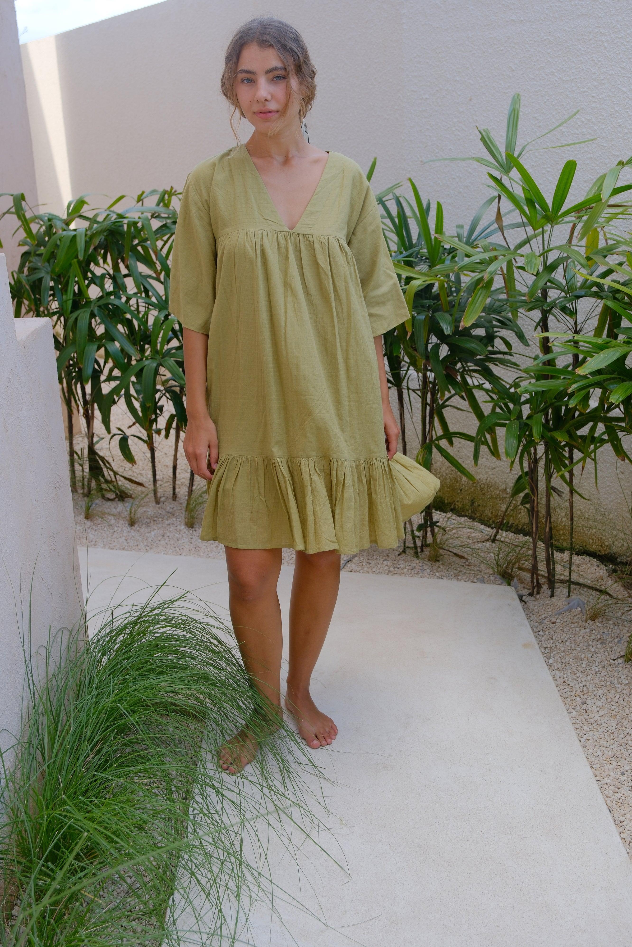 Olive Green Day Dress Product Image