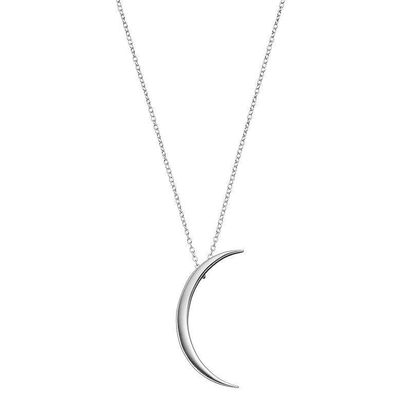 Simona Sterling Silver Thin Crescent Moon Necklace, 18 Product Image