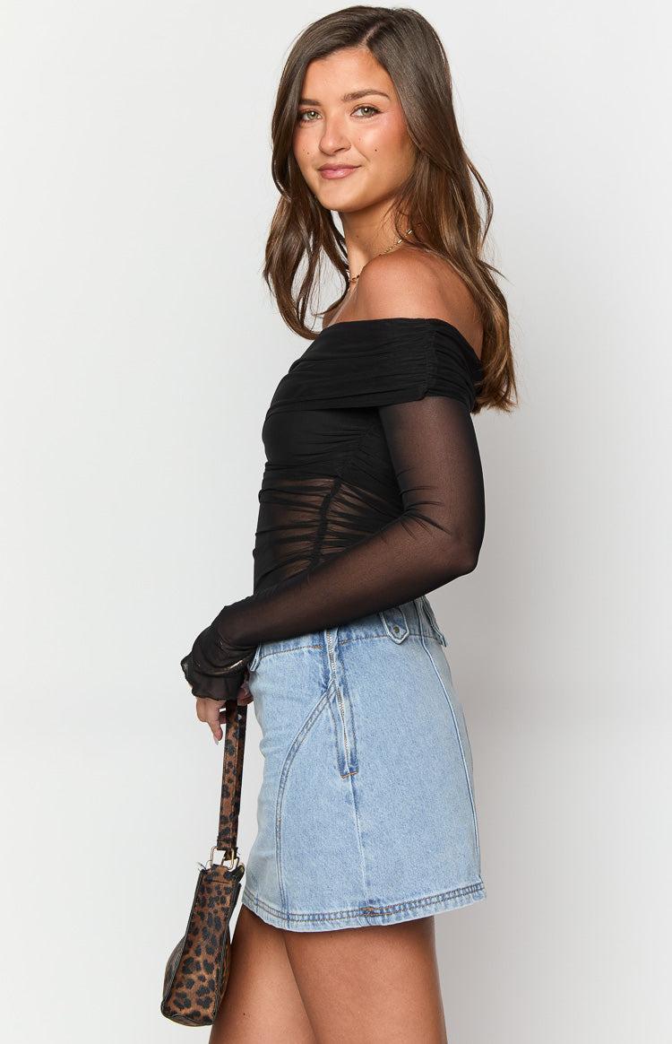 Kole Light Wash Denim Mini Skirt Product Image