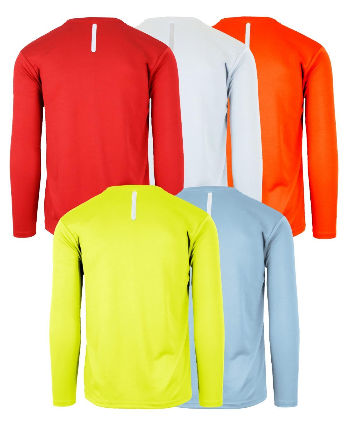 Galaxy By Harvic Mens Long Sleeve Moisture-Wicking Performance Crew Neck Tee -5 Pack Product Image