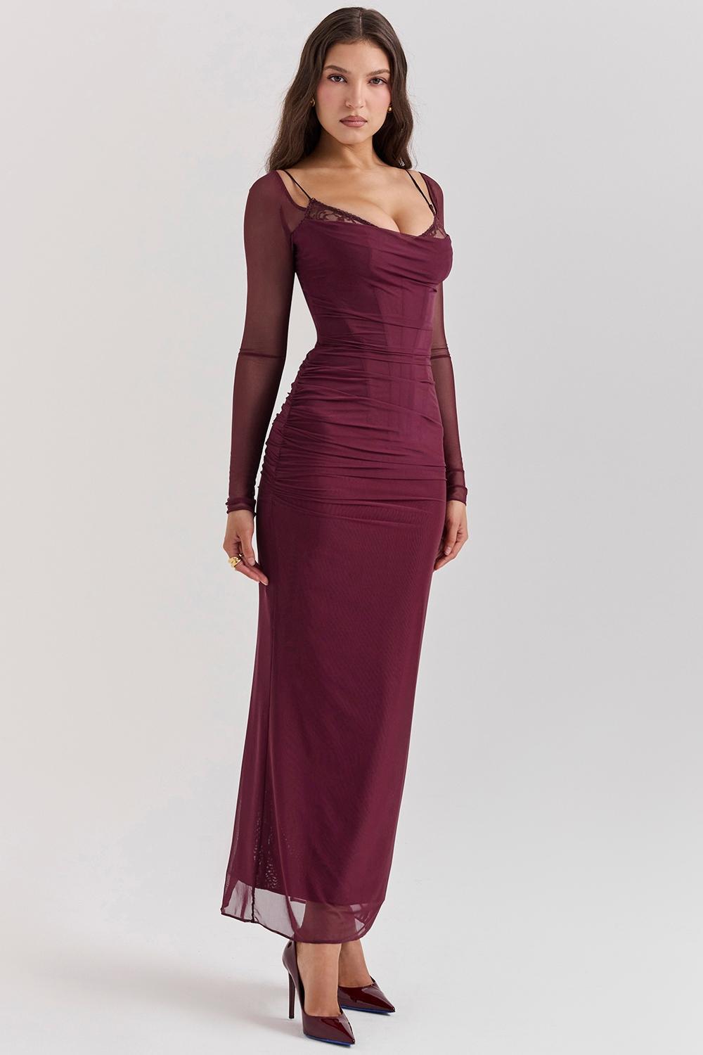 Katarina Wine Maxi Dress Product Image