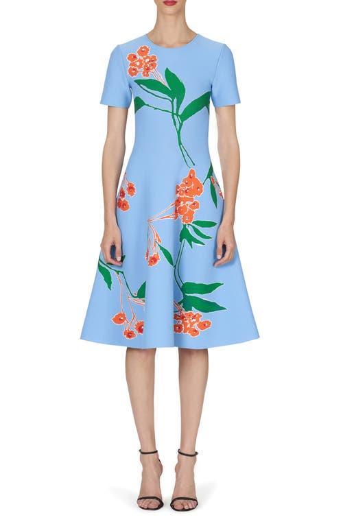 Carolina Herrera Floral Print Jacquard Knit Fit & Flare Dress Product Image