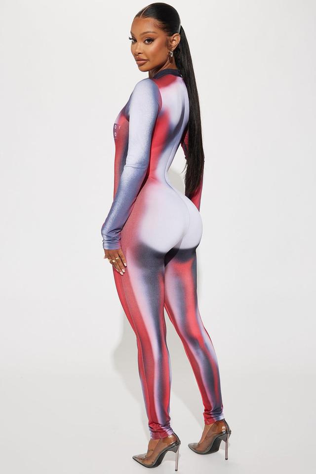 Touch My Body Jumpsuit  - Red/combo Product Image