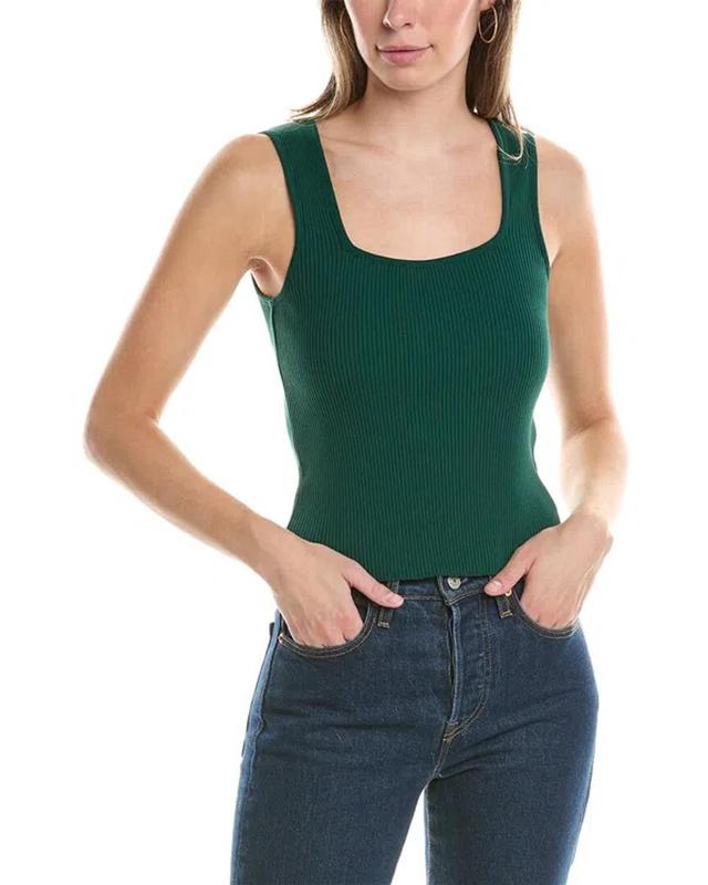 VINCE Ribbed Sweetheart Tank In Green Product Image