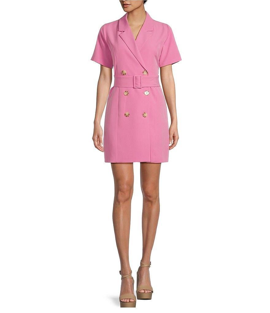 GB Collared Short Sleeve Suiting Mini Dress Product Image