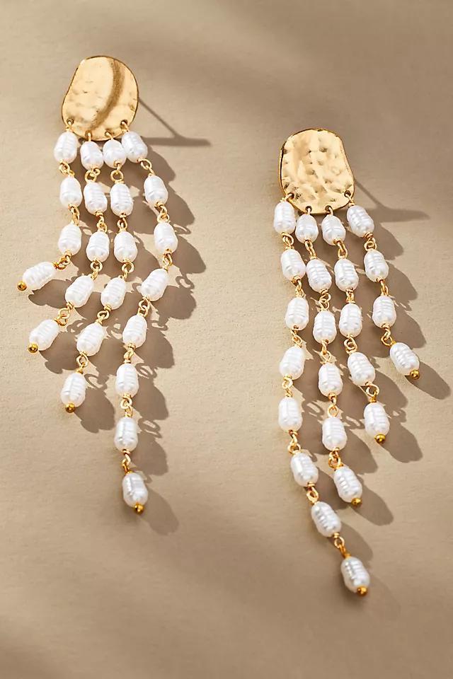 Cascading Pearl Fringe Drop Earrings Product Image