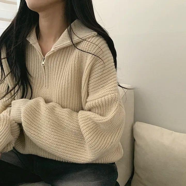 Half-Zip Plain Sweater Product Image