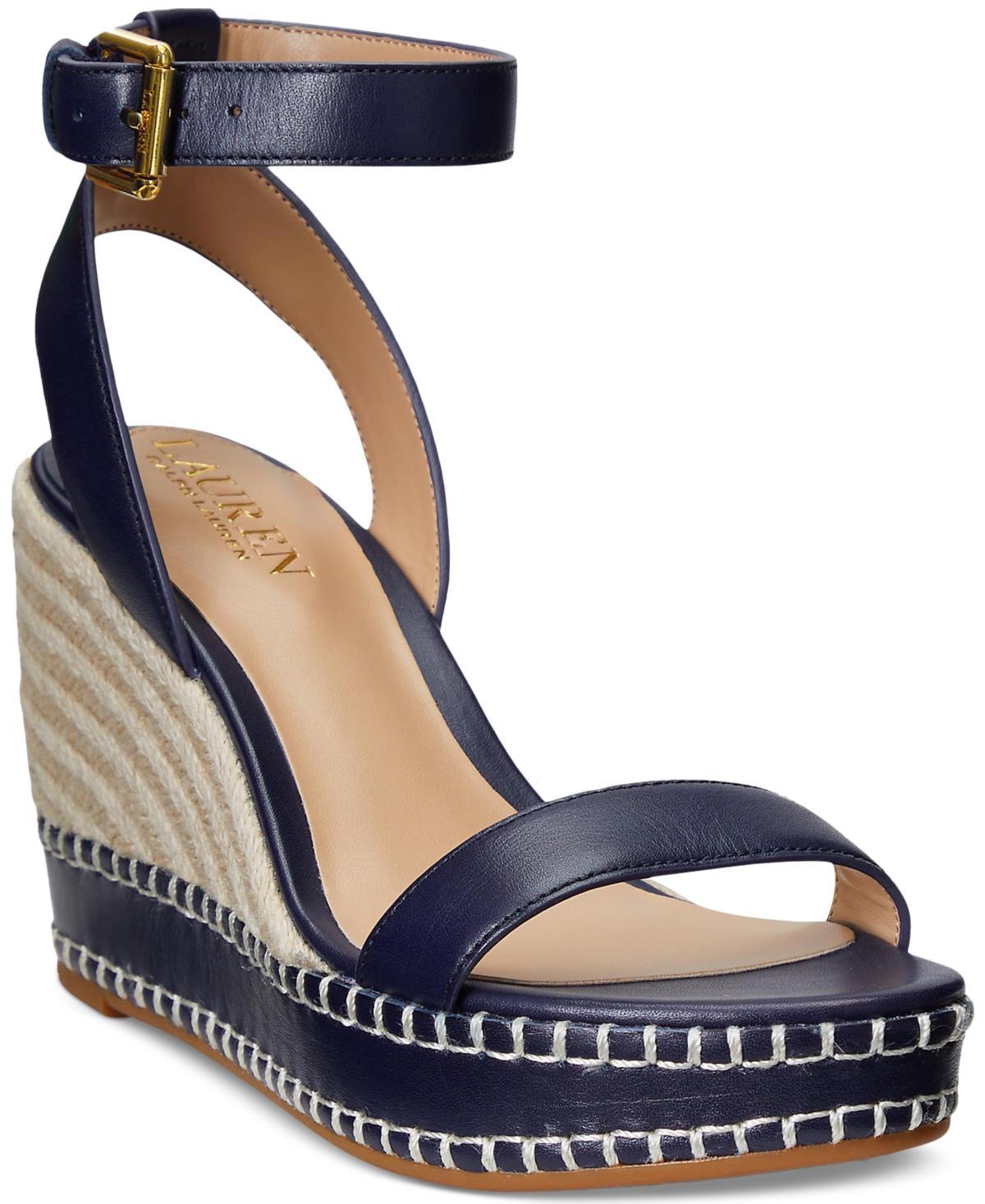 Lauren Ralph Lauren Womens Hilarie Ankle-Strap Espadrille Platform Wedge Sandals Product Image