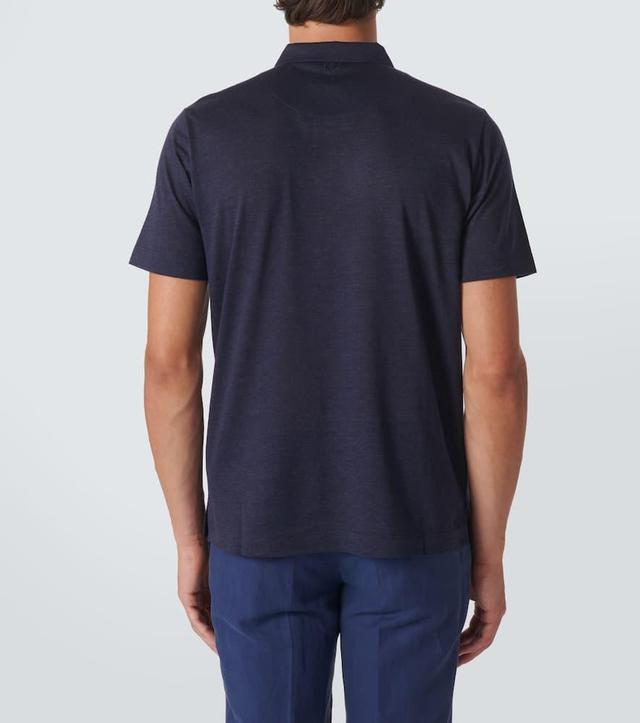 CANALI Cotton-blend Polo Shirt In Blue Product Image