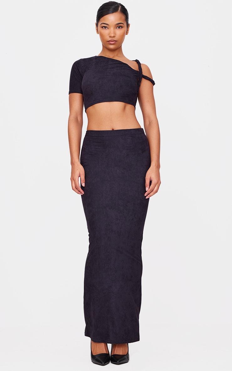 Black Faux Suede Midaxi Skirt Product Image