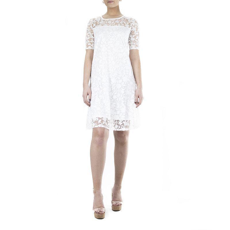 Womens Nina Leonard Burnout-Lace Swing Dress Product Image