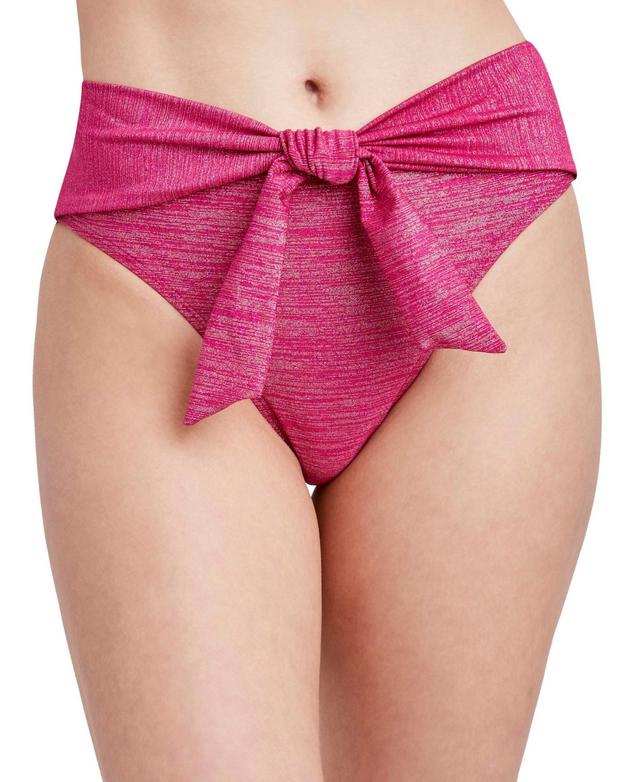 BCBGeneration Women's Stardust Tie-Front Wrap Bikini Bottom - Berry - Size M  - female - Size: M Product Image