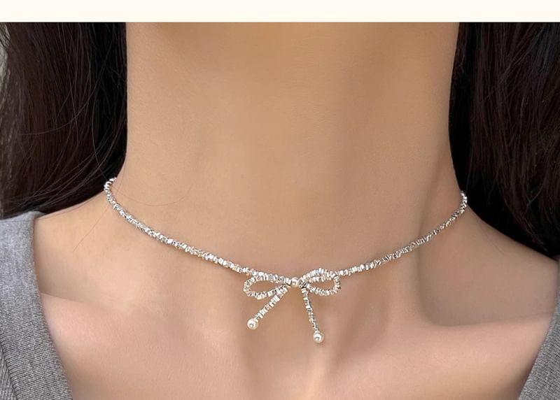 Rhinestone Bow Necklace / Bracelet Product Image