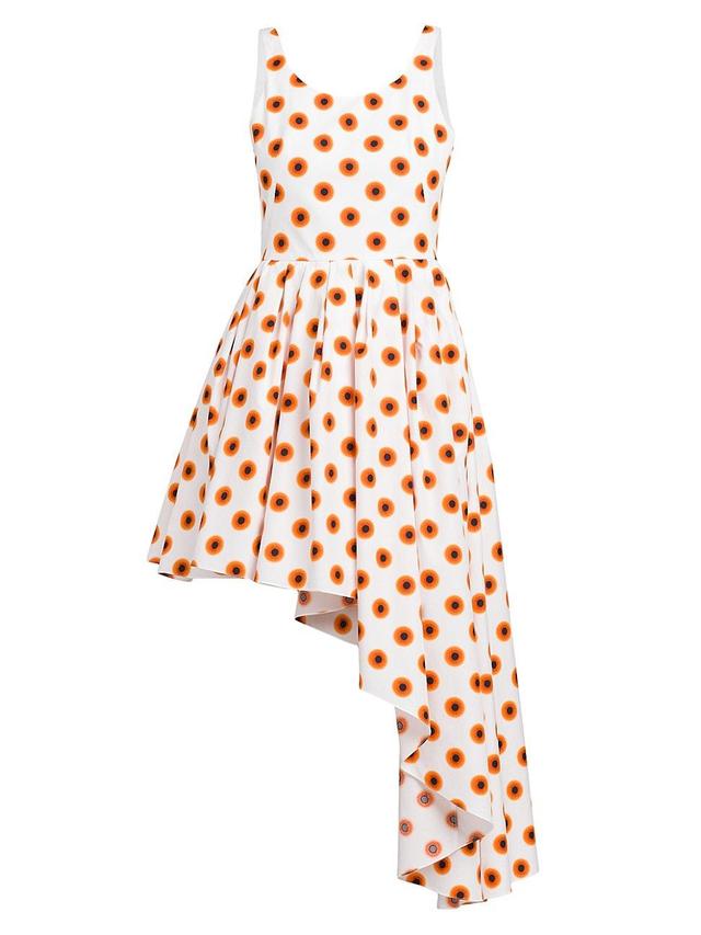 Womens Asymmetric Polka-Dot Midi-Dress Product Image