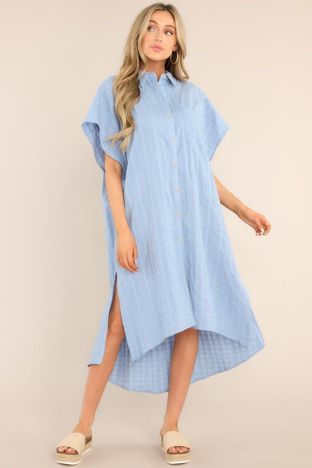 Choose Joy Sky Blue Midi Shirt Dress Product Image