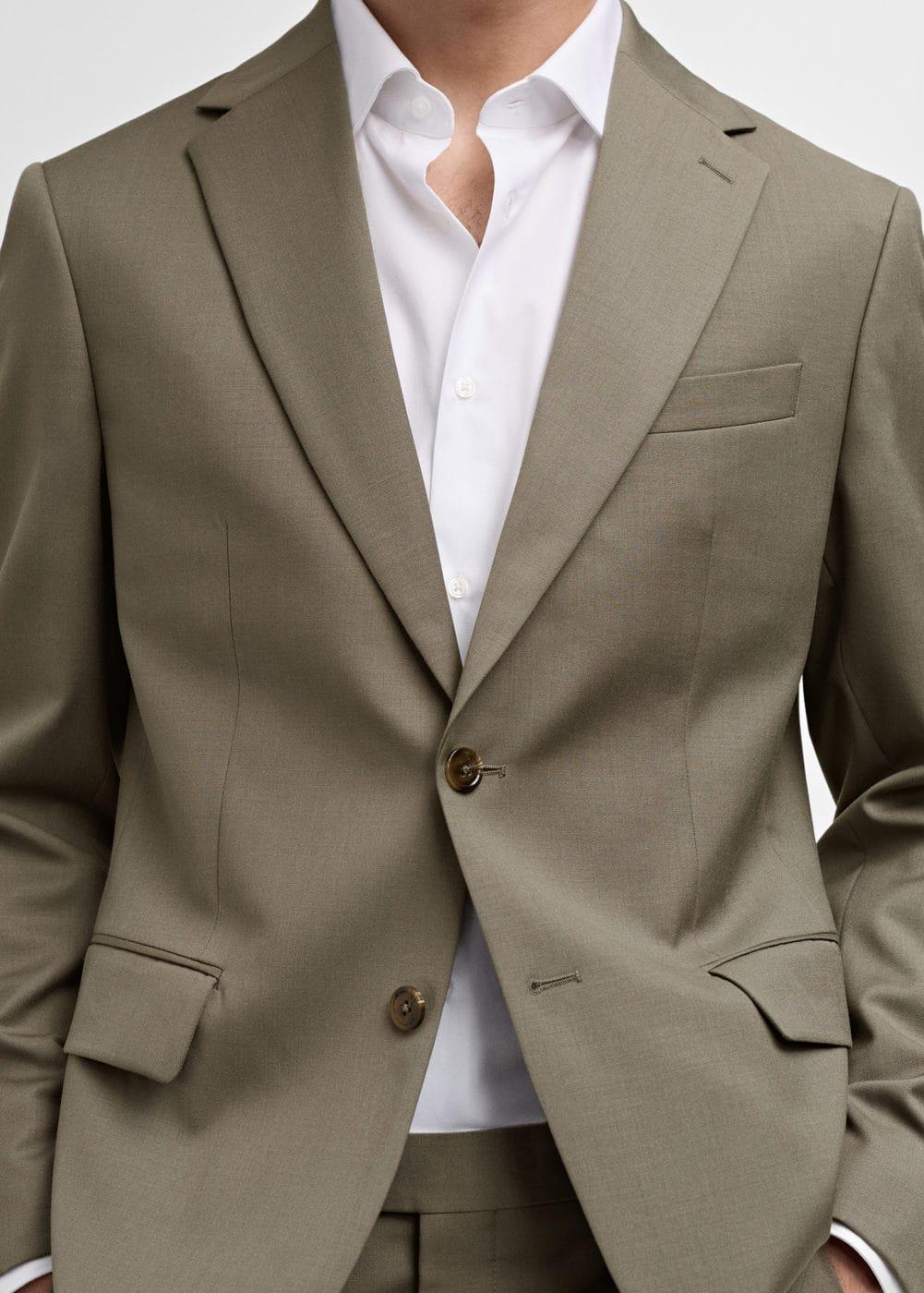 MANGO MAN - 100% virgin wool slim-fit suit blazer pastel greenMen Product Image