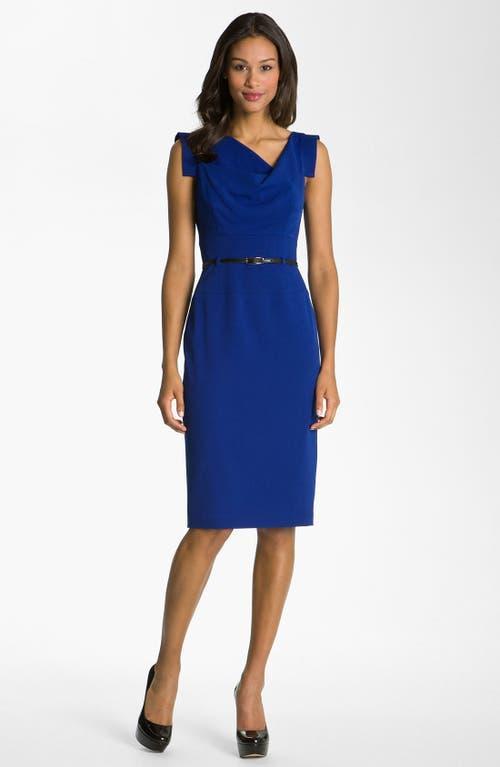 Black Halo Jackie Belted Stretch Gabardine Sheath Dress Product Image