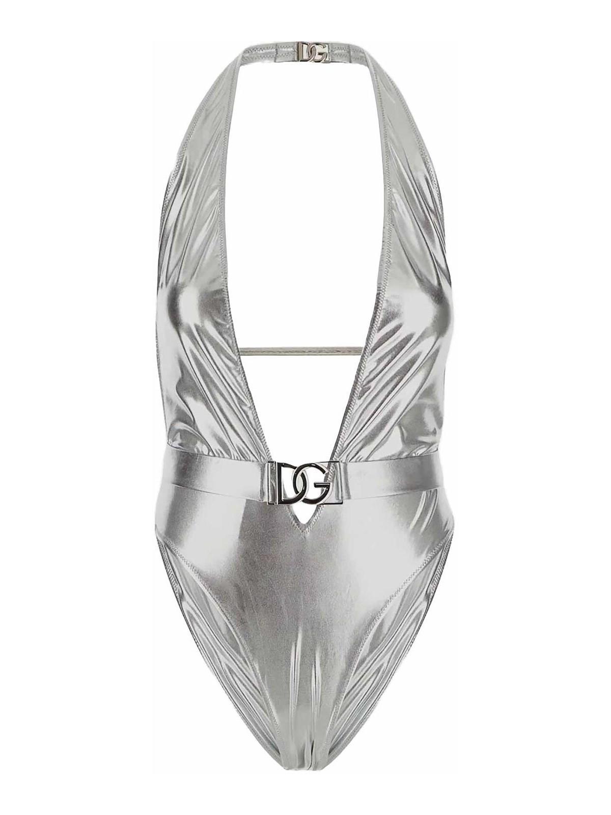 DOLCE & GABBANA One-piece Swimsuit In Silver Product Image