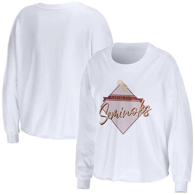 Womens WEAR by Erin Andrews Florida State Seminoles Diamond Long Sleeve Cropped T-Shirt Product Image