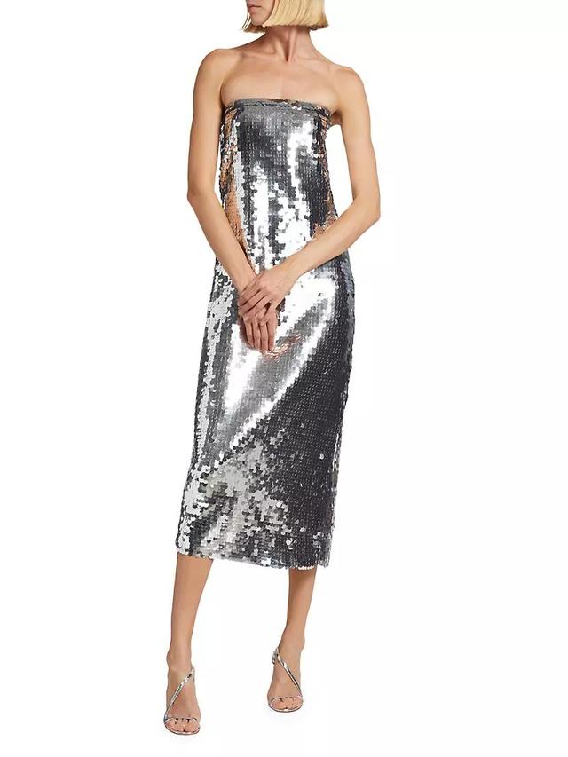 Sequined Sleeveless Bustier Midi-Dress Product Image