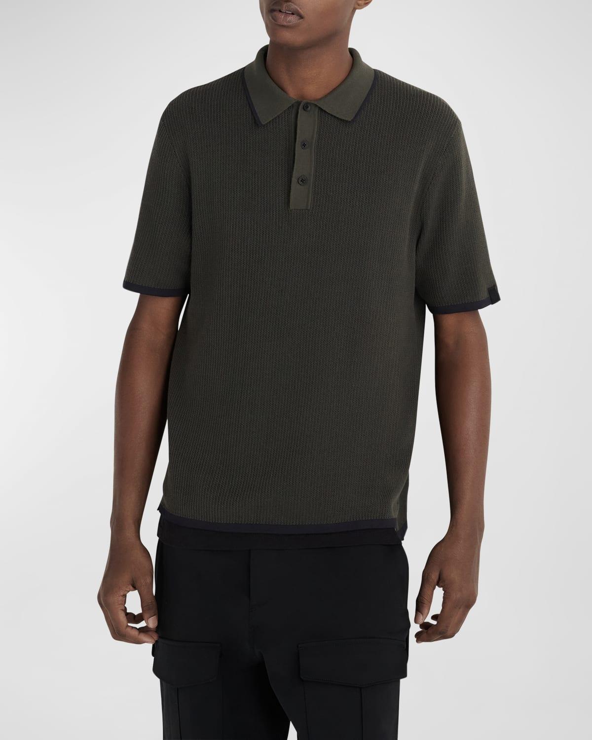 Rag & Bone Harvey Knit Polo in Shadow Green - Green. Size M (also in ). Product Image