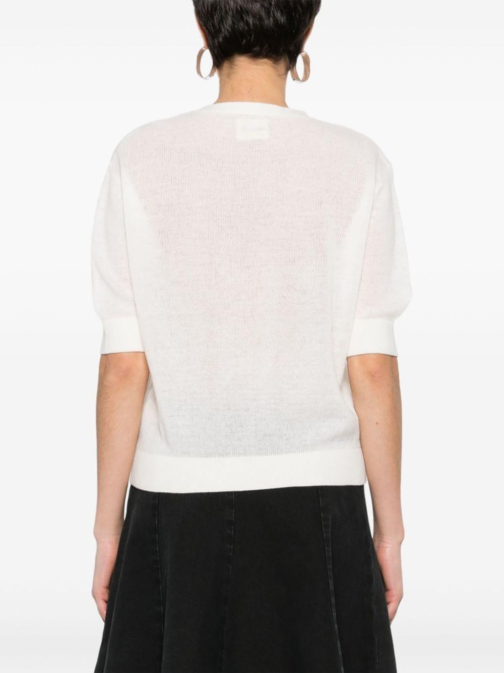 KHAITE Dianna Short-sleeve Cardigan In Neutrals Product Image