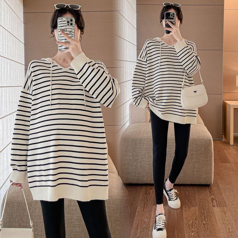 Maternity Striped Oversized Hoodie Product Image