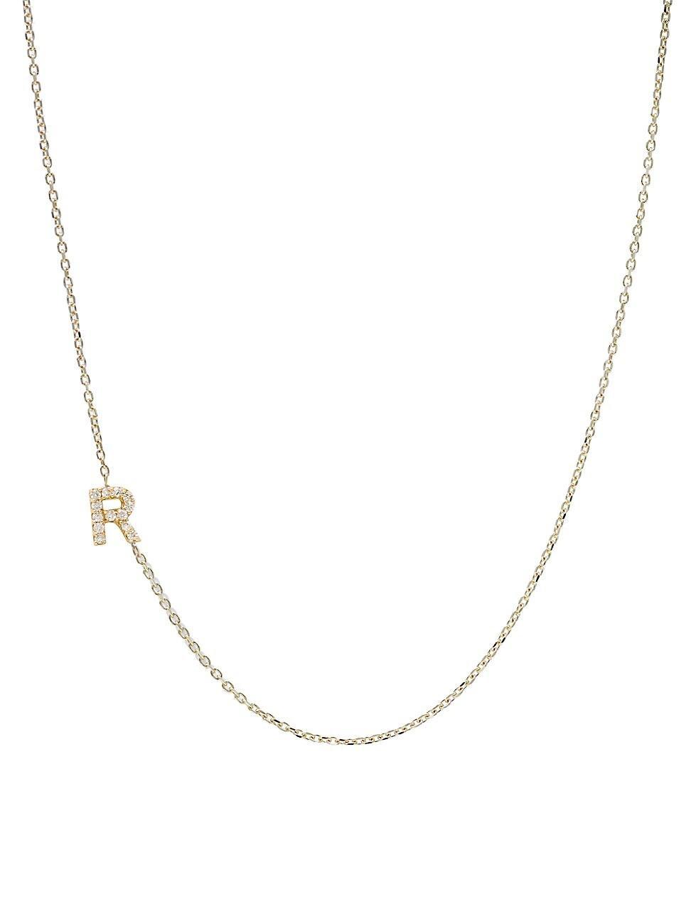 Womens Love Letter Initial 14K Yellow Gold & 0.05 TCW Diamond Necklace Product Image