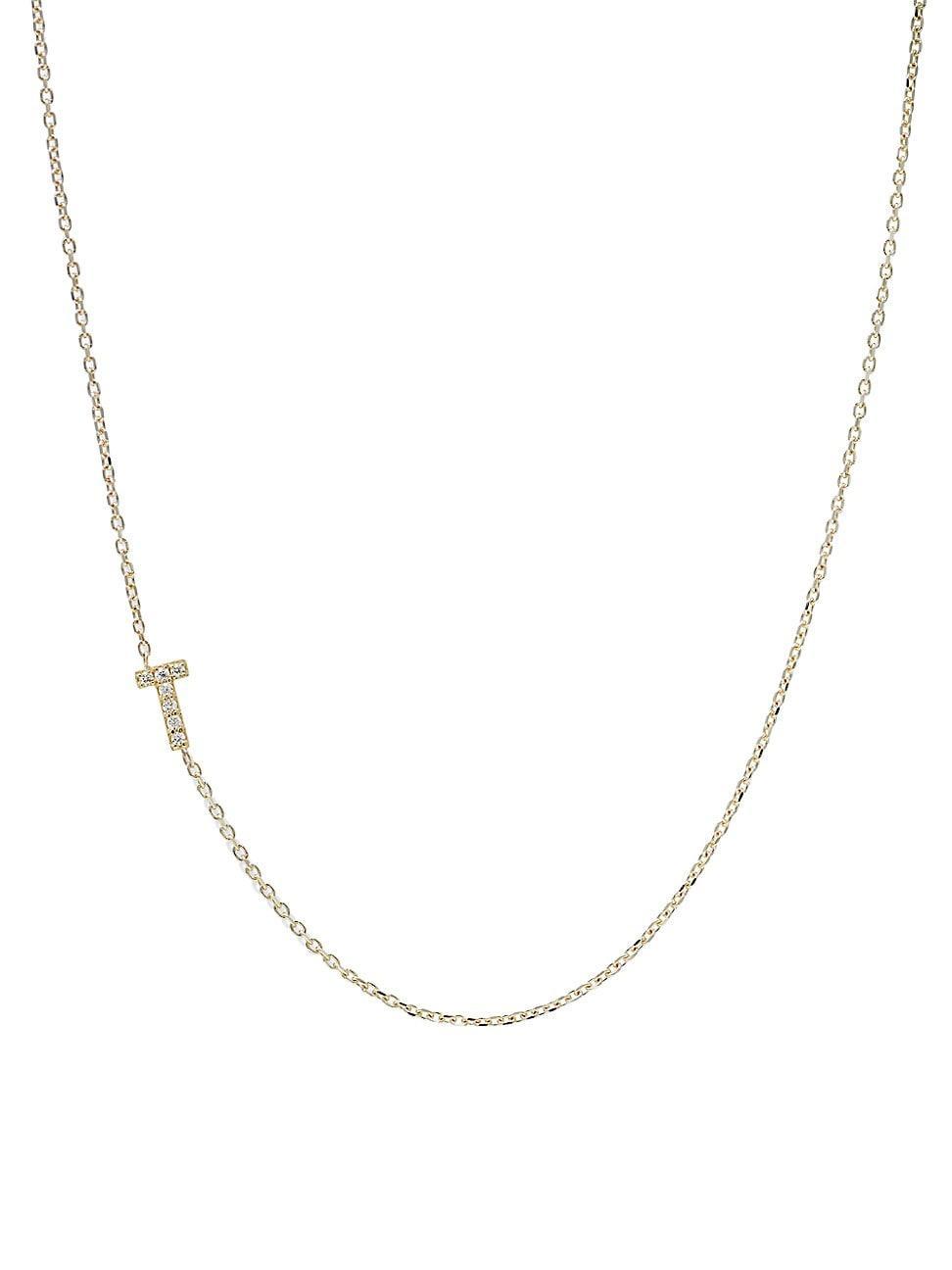 Womens Love Letter Initial 14K Yellow Gold & 0.05 TCW Diamond Necklace Product Image