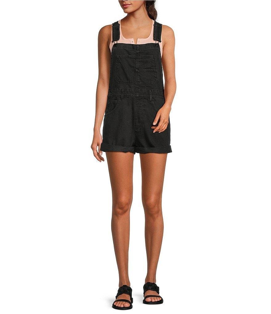 Free People Ziggy Square Neck Sleeveless Frayed Cuffed Hem Shortall Overalls Product Image