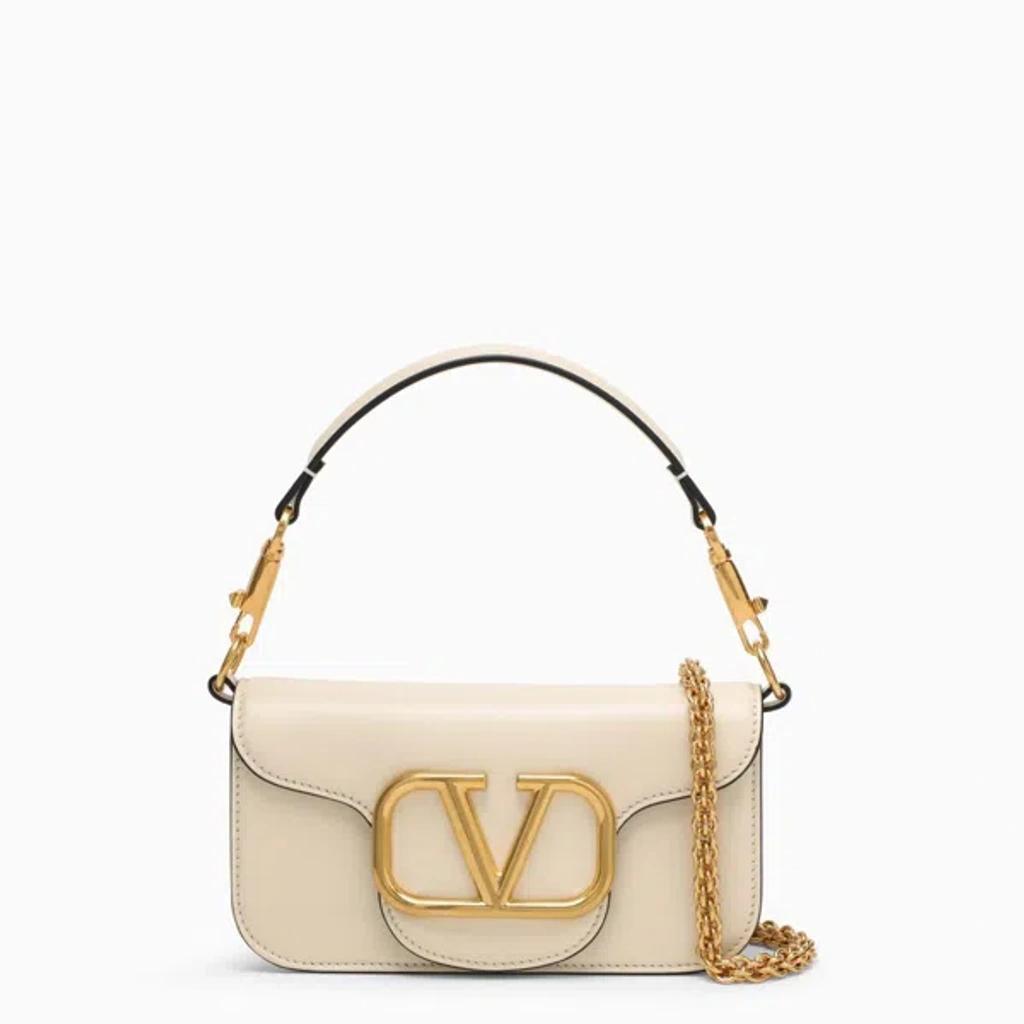 VALENTINO GARAVANI Ivory Leather Small Shoulder Handbag With Vlogo Signature For Women In Neutrals Product Image