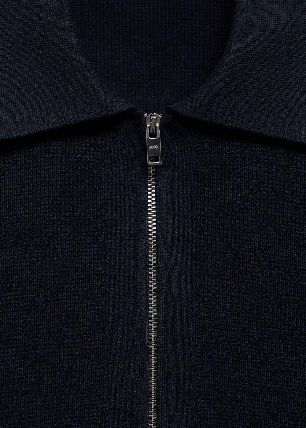 MANGO MAN - Knitted polo shirt with zip dark navyMen Product Image