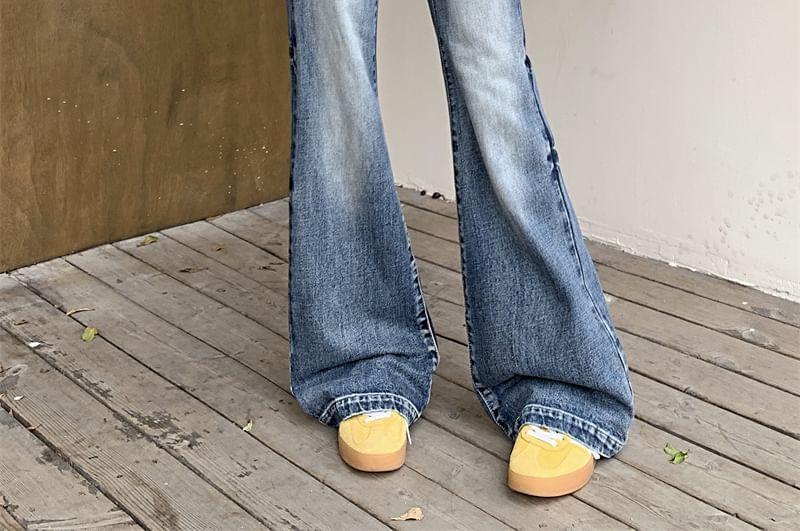 High Waist Washed Wide Leg Jeans Product Image