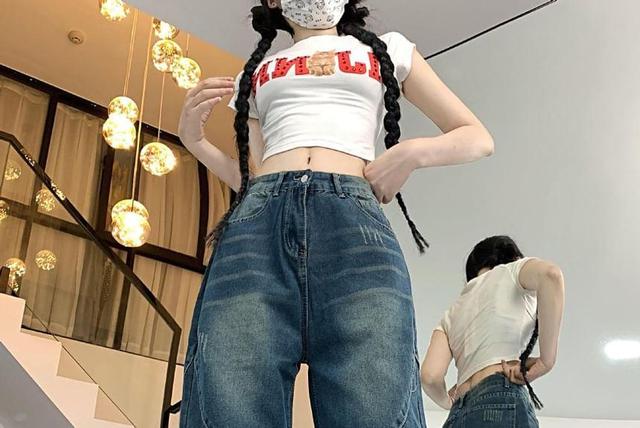 High Waist Washed Distressed Wide Leg Jeans Product Image