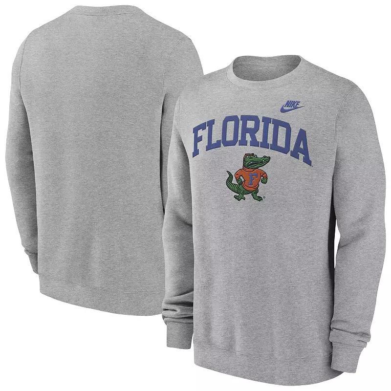 Mens Nike Heather Gray Florida Gators Legacy Classic Tackle Twill EmbroideredArch Over Logo Pullover Sweatshirt Product Image