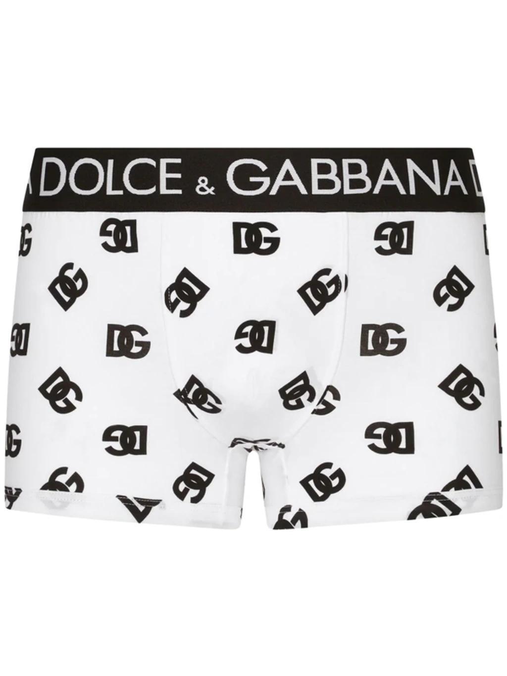 Dg Logo-print Swimming Shorts In White Product Image