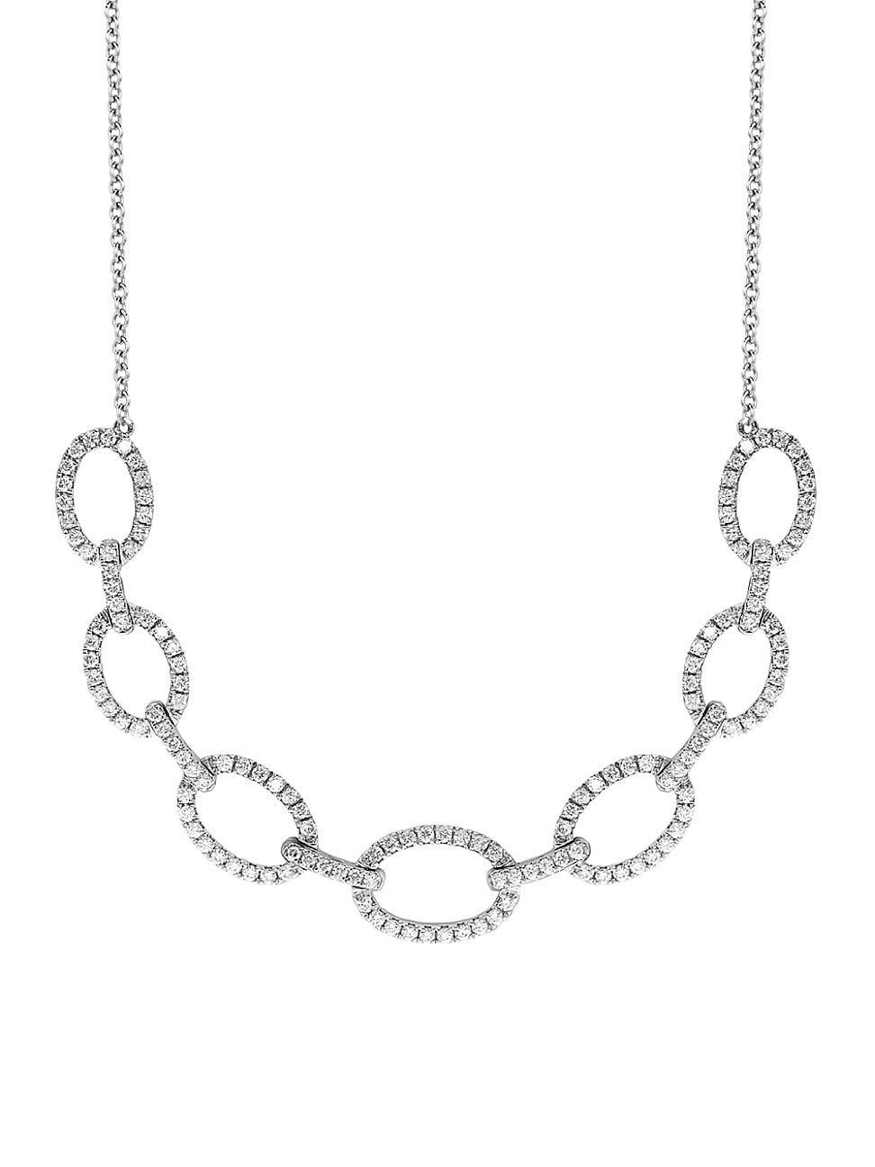 Womens 18K White Gold & 1.45 TCW Diamond Chain Link Necklace Product Image