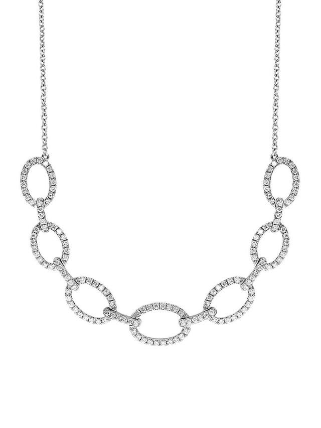 Womens 18K White Gold & 1.45 TCW Diamond Chain Link Necklace Product Image