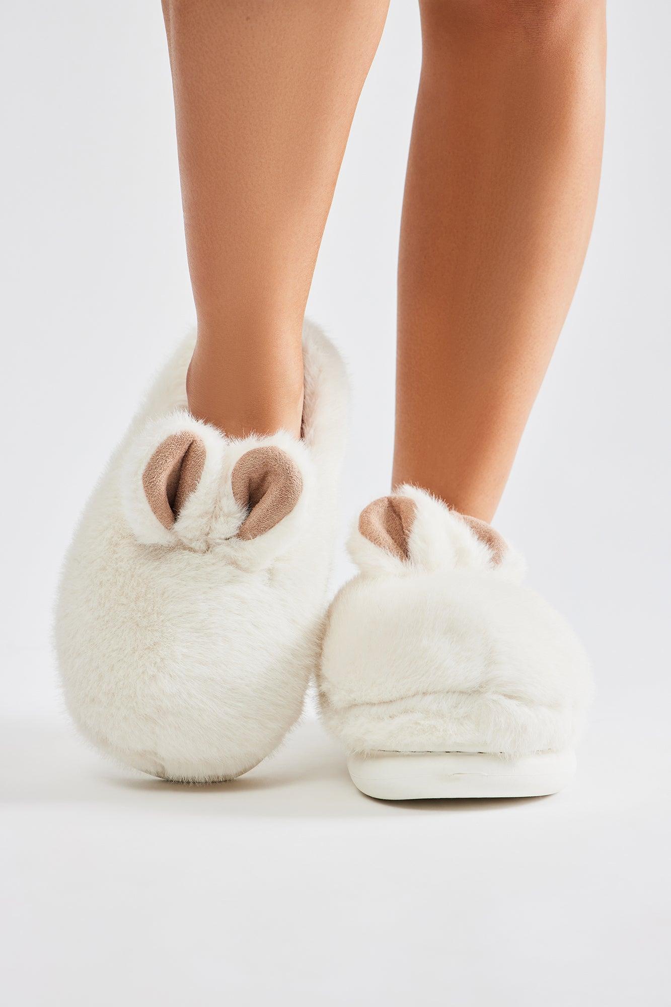 Fluffy Bunny Slippers - Cream Product Image