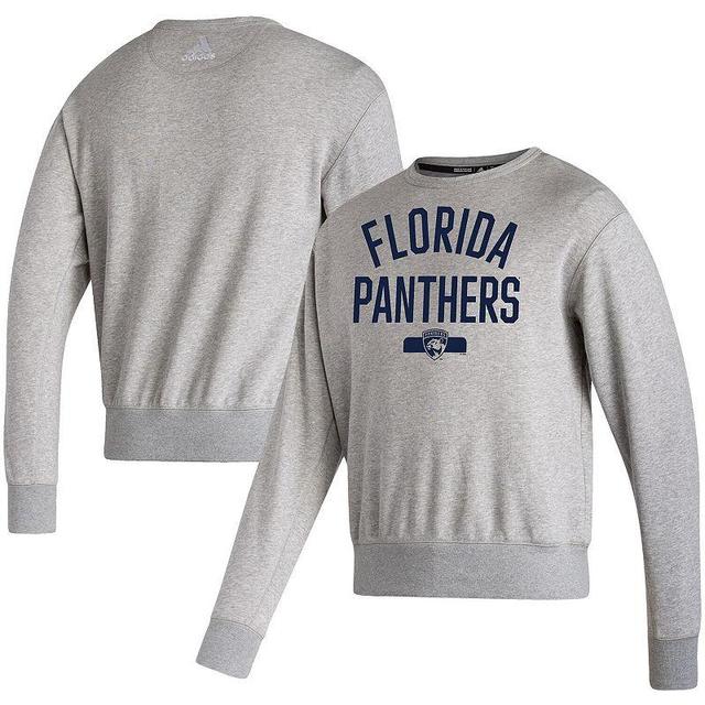 Mens adidas Heathered Gray Florida Panthers Vintage Pullover Sweatshirt Product Image