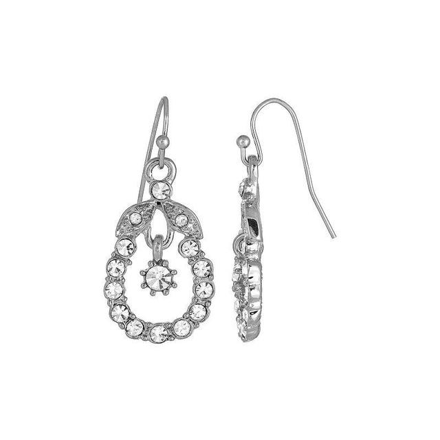 1928 Silver Tone Crystal Caged Drop Earrings, Womens, White Product Image