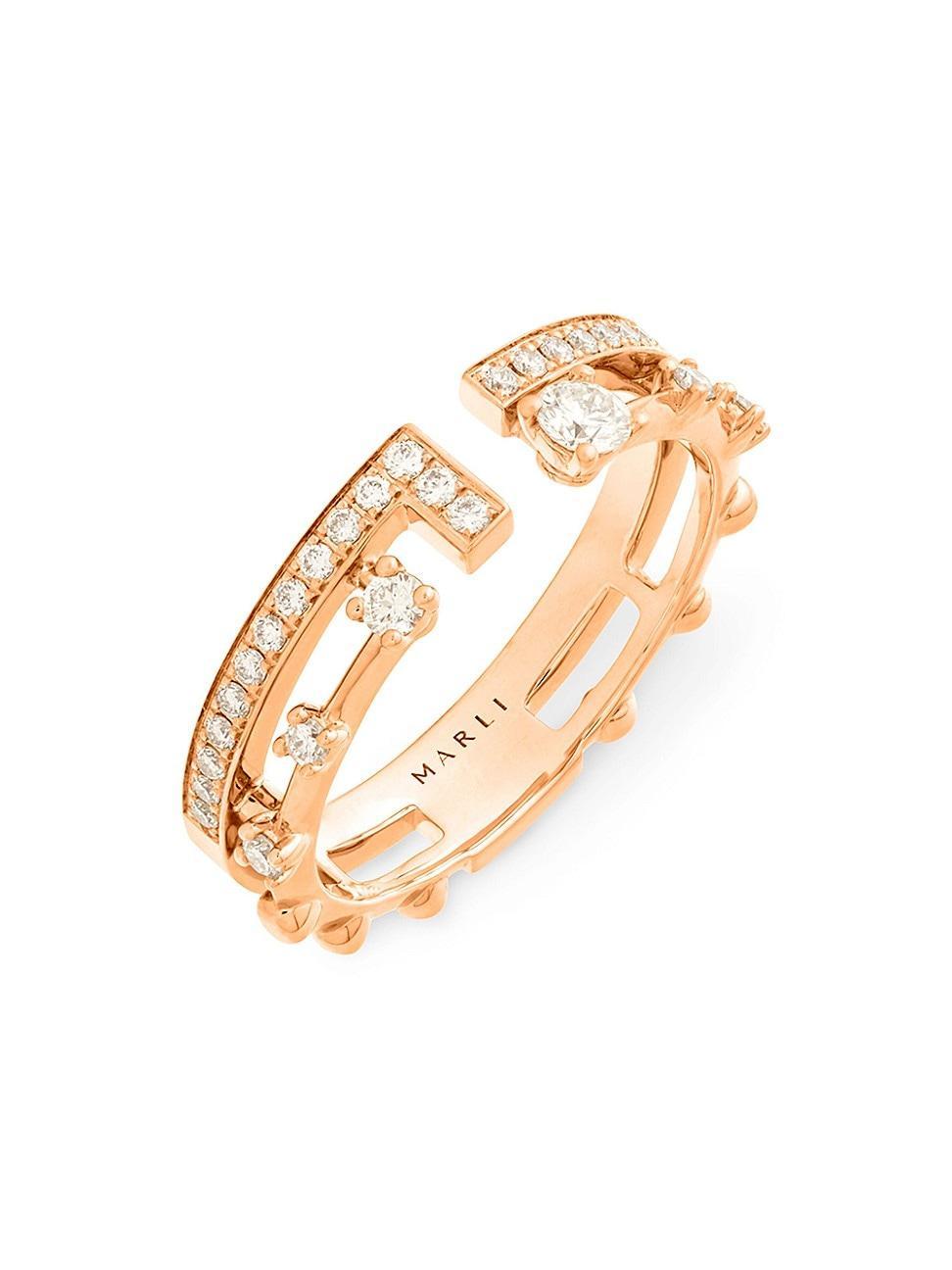 Womens Avenues 18K Rose Gold & Diamond Index Ring Product Image