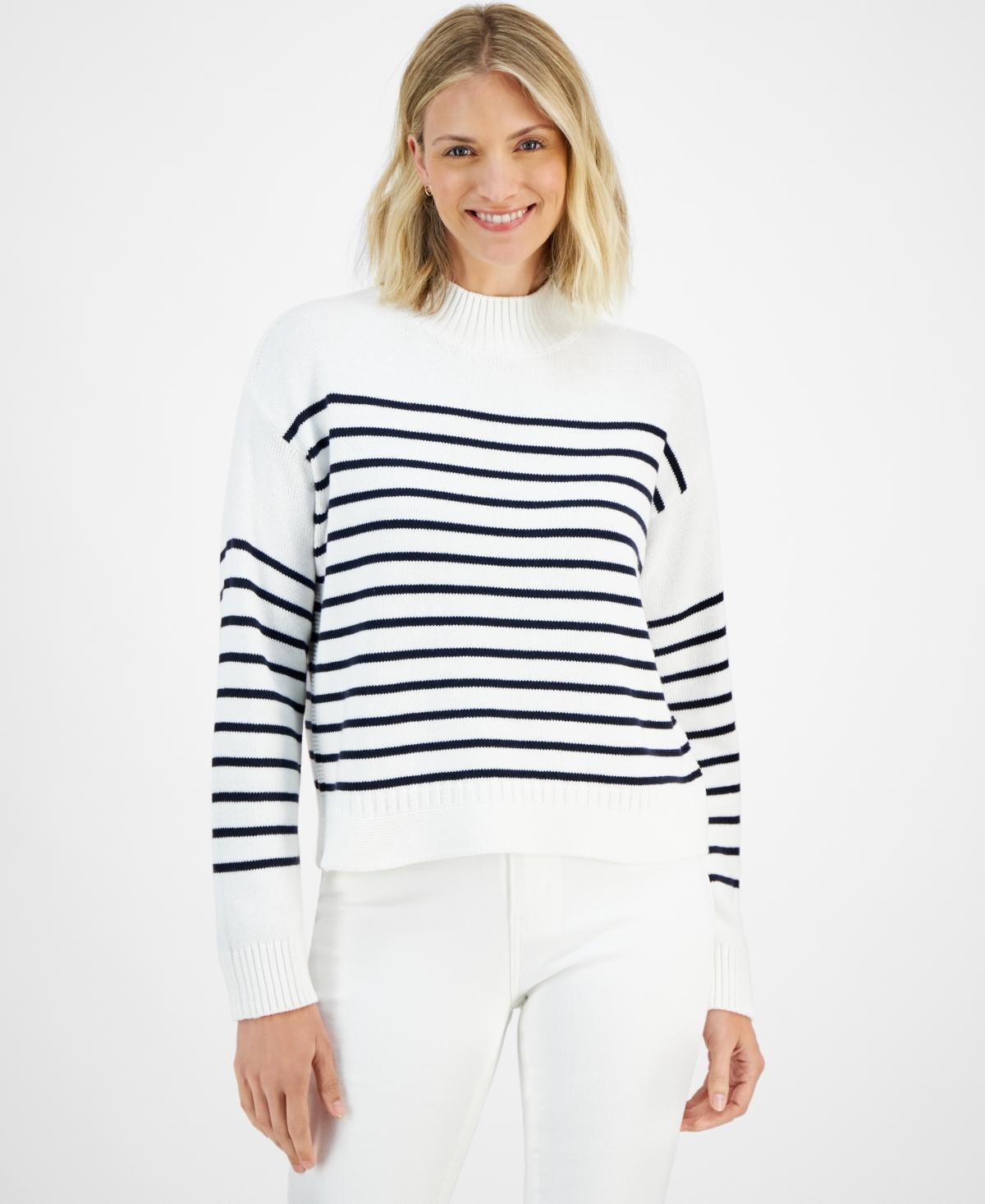 Nautica Jeans Womens Striped Mock-Neck Sweater product image