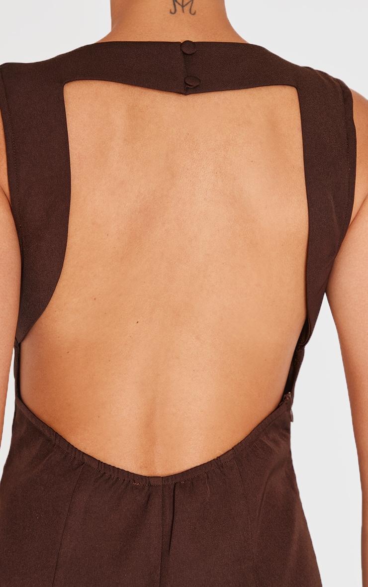 Chocolate Plunge Pocket Detail Mini Dress Product Image