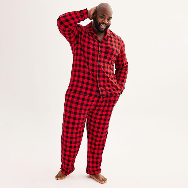 Big & Tall Jammies For Your Families Notch Top & Bottoms Pajama Set by Cuddl Duds, Mens Product Image