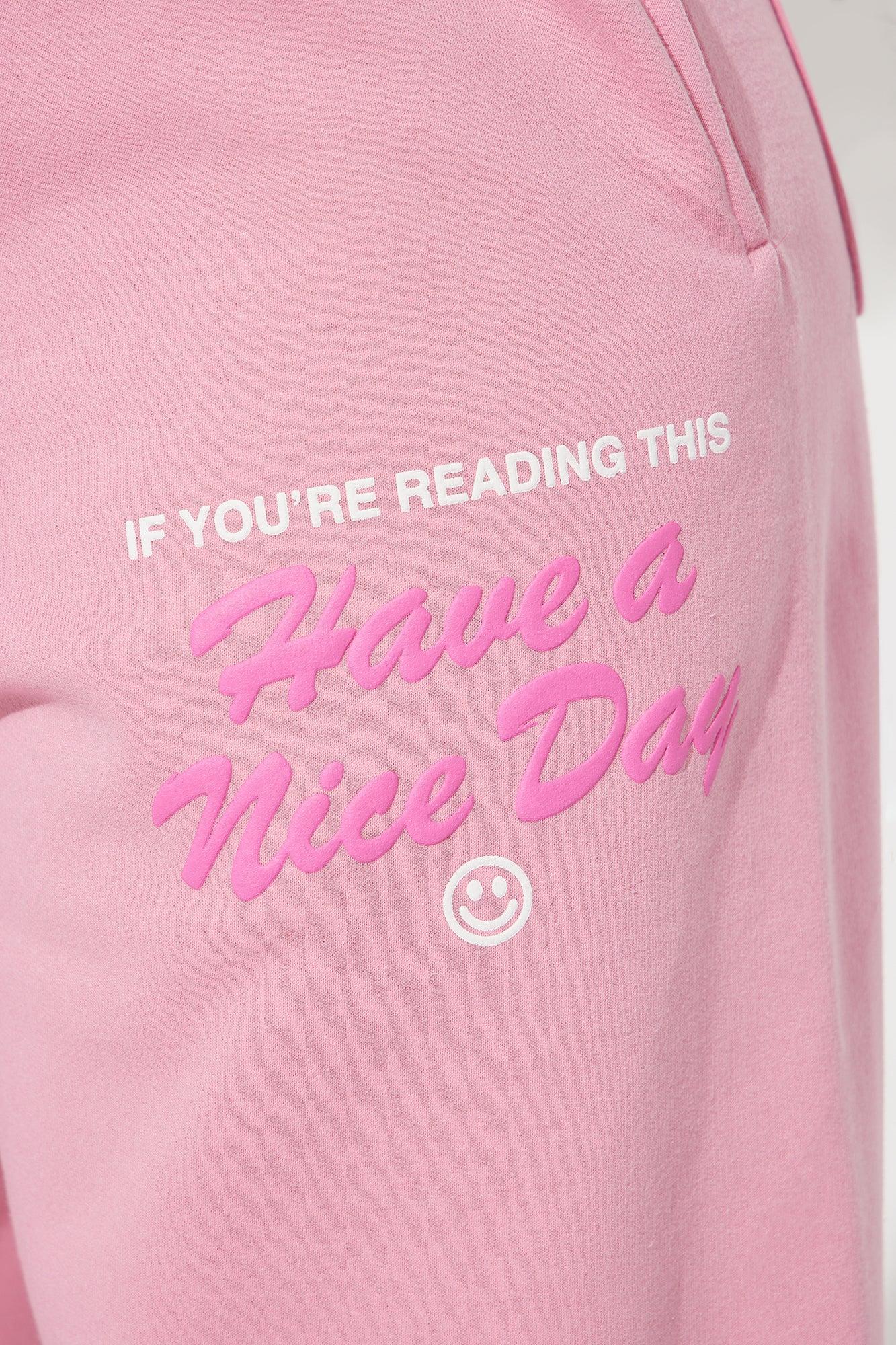 Have A Nice Day Wide Leg Sweatpants - Pink Product Image