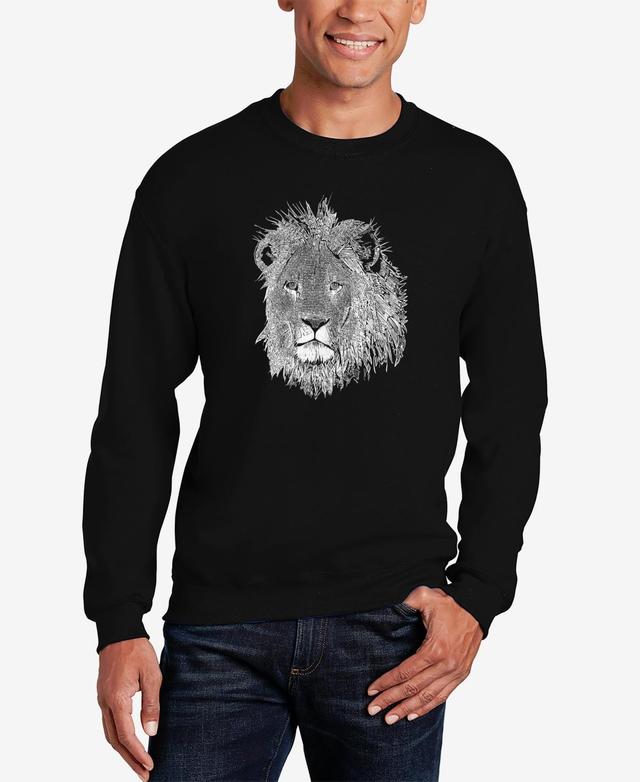 Mens Word Art Lion Crewneck Sweatshirt Product Image