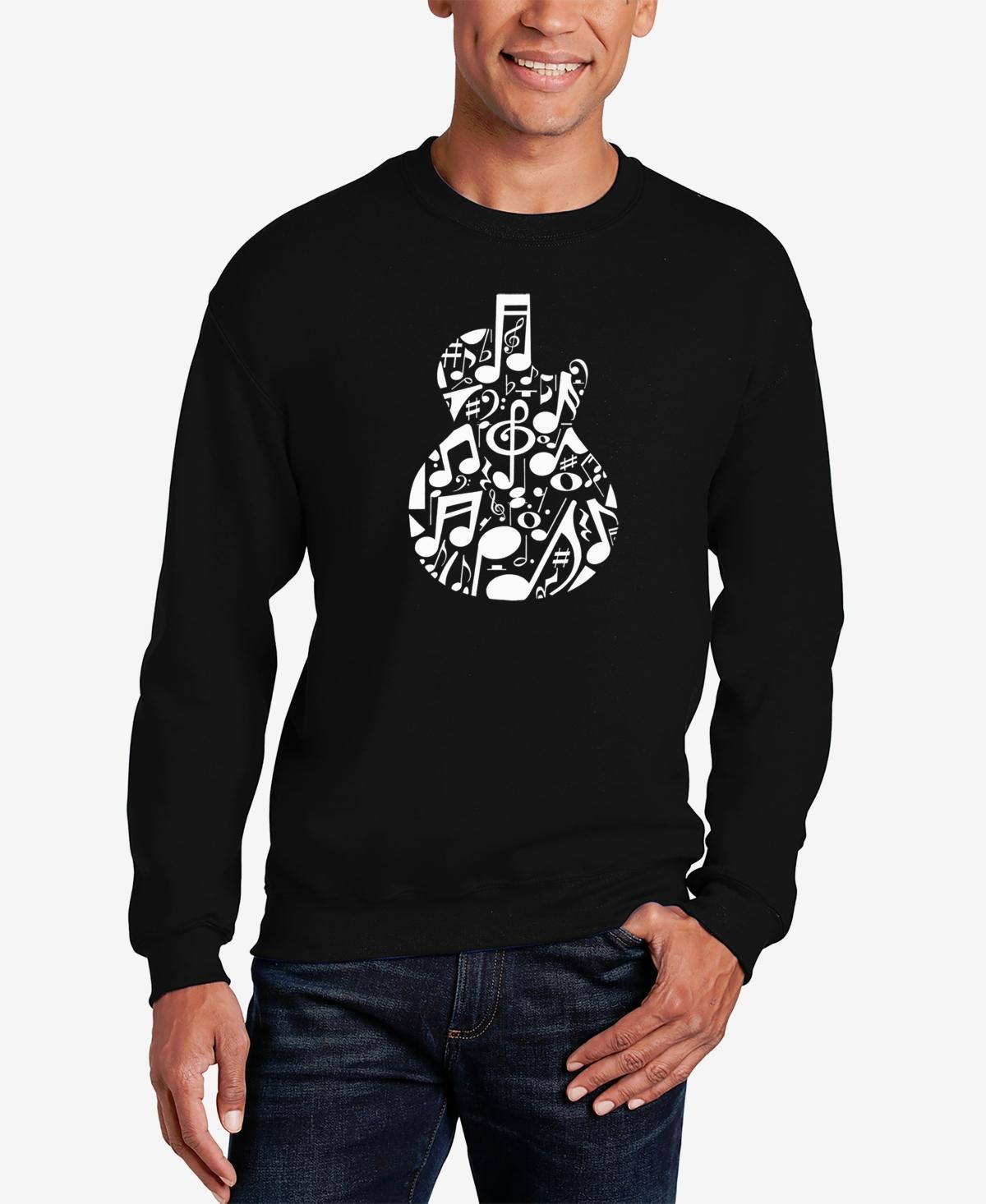 La Pop Art Mens Music Notes Guitar Word Art Crewneck Sweatshirt Product Image