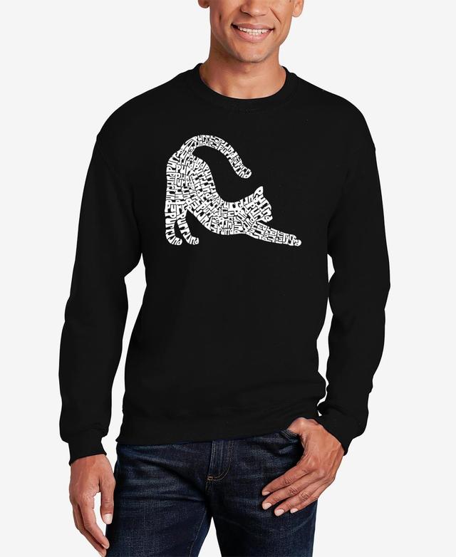 La Pop Art Mens Stretching Cat Word Art Crewneck Sweatshirt Product Image