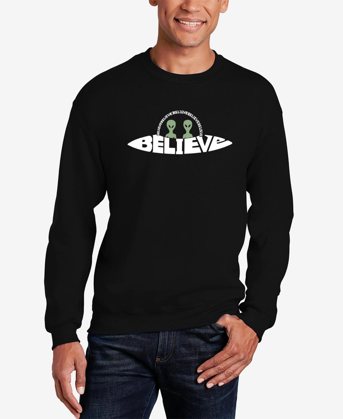 La Pop Art Mens Believe Ufo Word Art Crewneck Sweatshirt Product Image